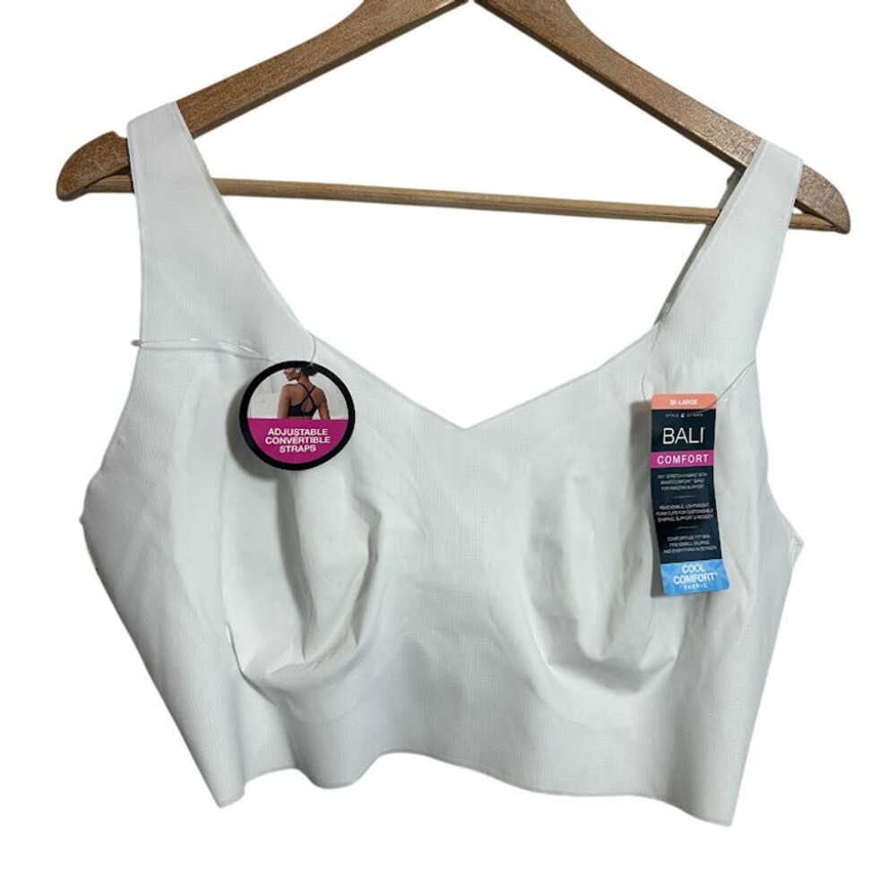 NEW Bali Comfort Revolution EasyLite Back Close Wirefree Bra DF3496 White 3X